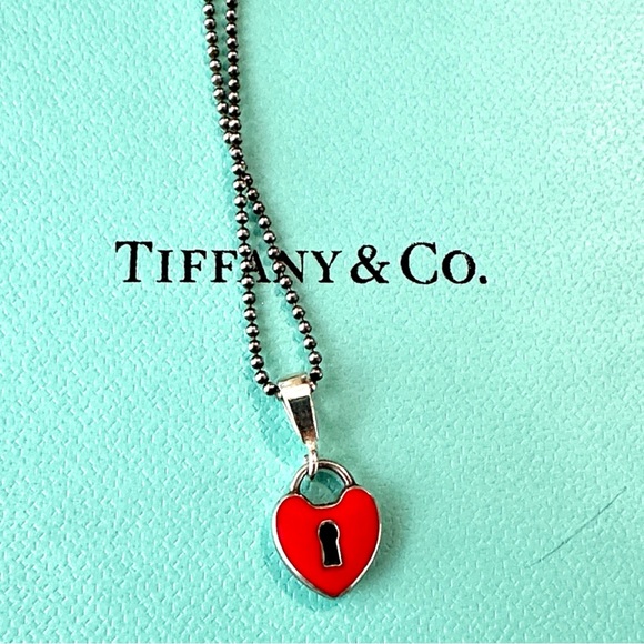 Tiffany & Co. Jewelry - Red Heart Lock Pendant Necklace